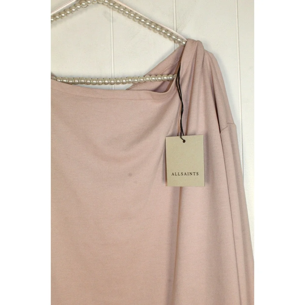 Allsaints NWT Rita Oversized Long Sleeve Boatneck Tee in Mauve Pink Size Large - Picture 3 of 8
